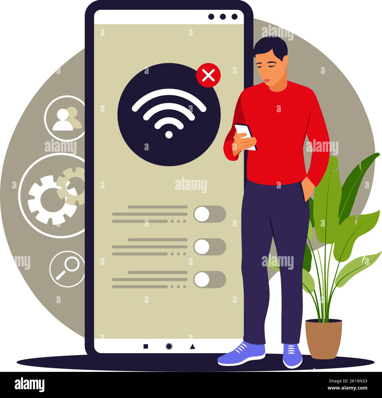No connection concept. No search wireless network signal on