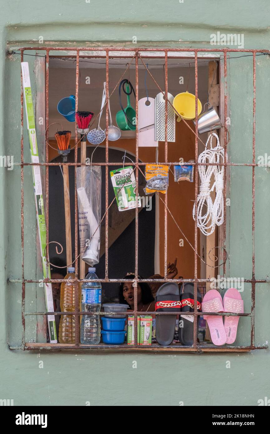 Colourful items in window, Havana, Cuba Stock Photo Alamy