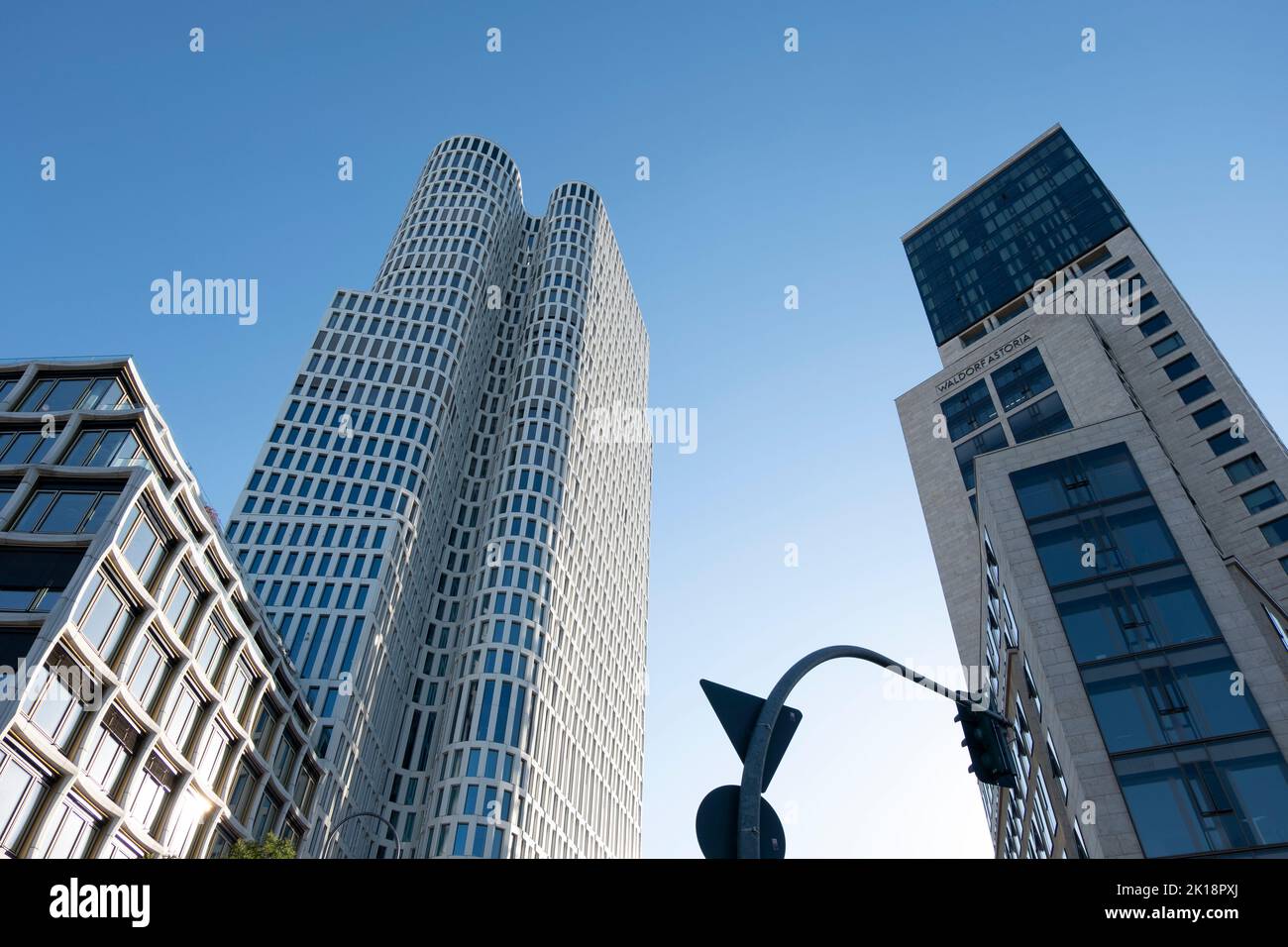 Upper West tower building (left hand) and Zoofenster - Waldorf Astoria Berlin (right hand). Kurfürstendamm. Berlin. Germany. Stock Photo