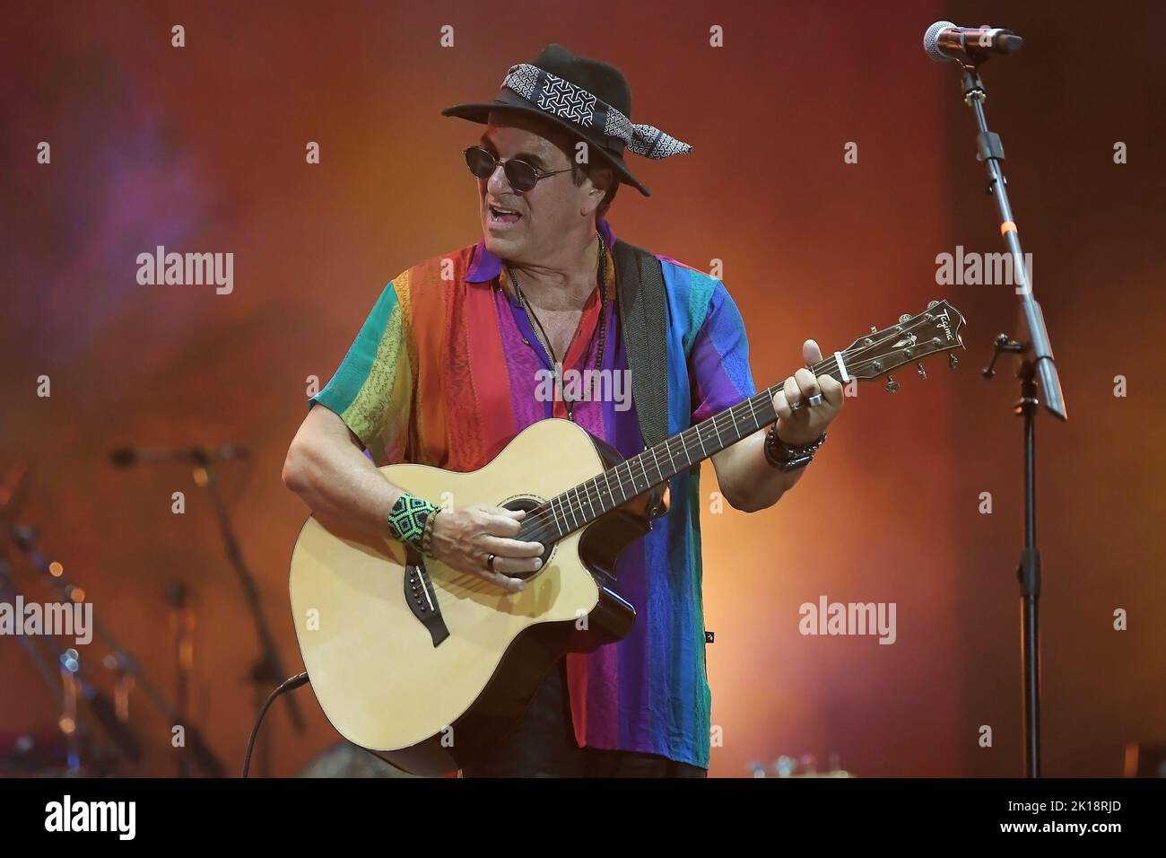Rio de Janeiro, Brazil,September 9, 2022. Singer and violinist Evandro Mesquita of the band Blitz, during a concert at Rock in Rio 2022 in the city of Stock Photo