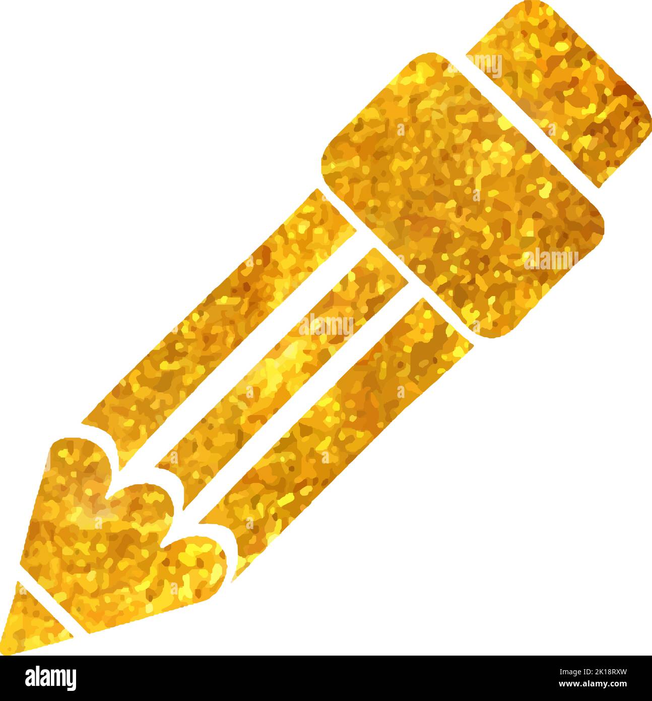 Hand drawn Pencil icon in gold foil texture vector illustration Stock ...