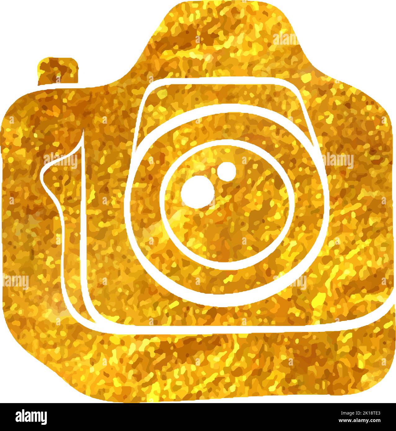 Hand drawn Camera icon in gold foil texture vector illustration Stock ...