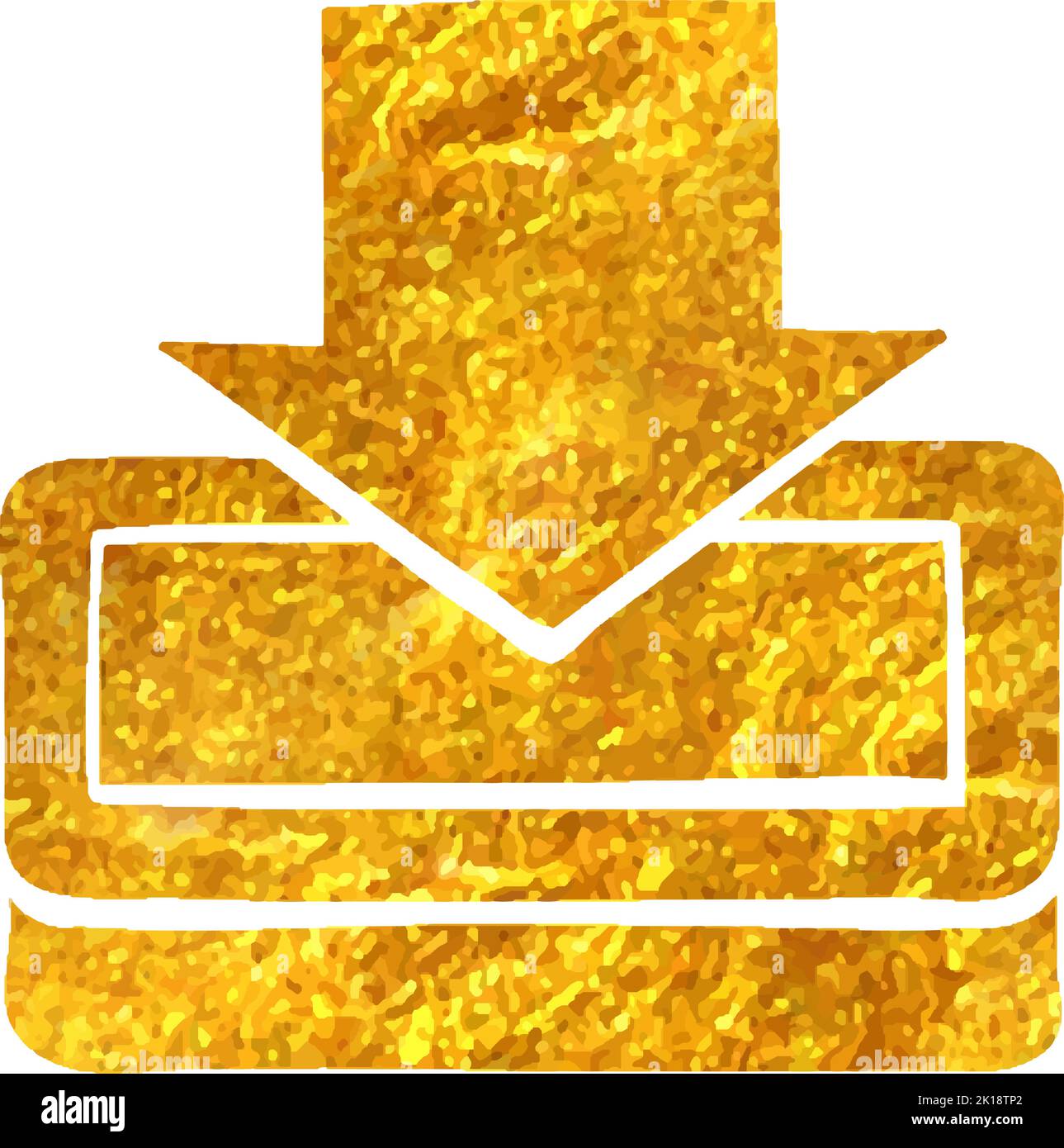 Hand drawn Download icon in gold foil texture vector illustration Stock ...