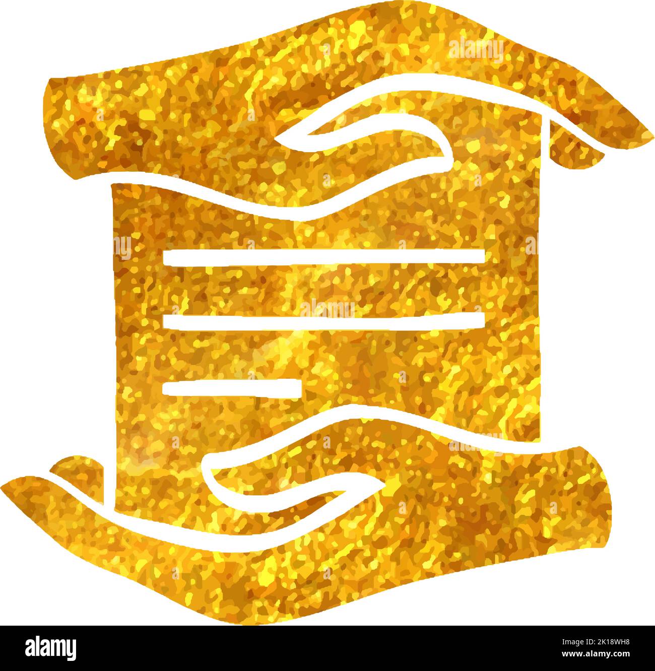 Hand drawn Data protection icon in gold foil texture vector ...