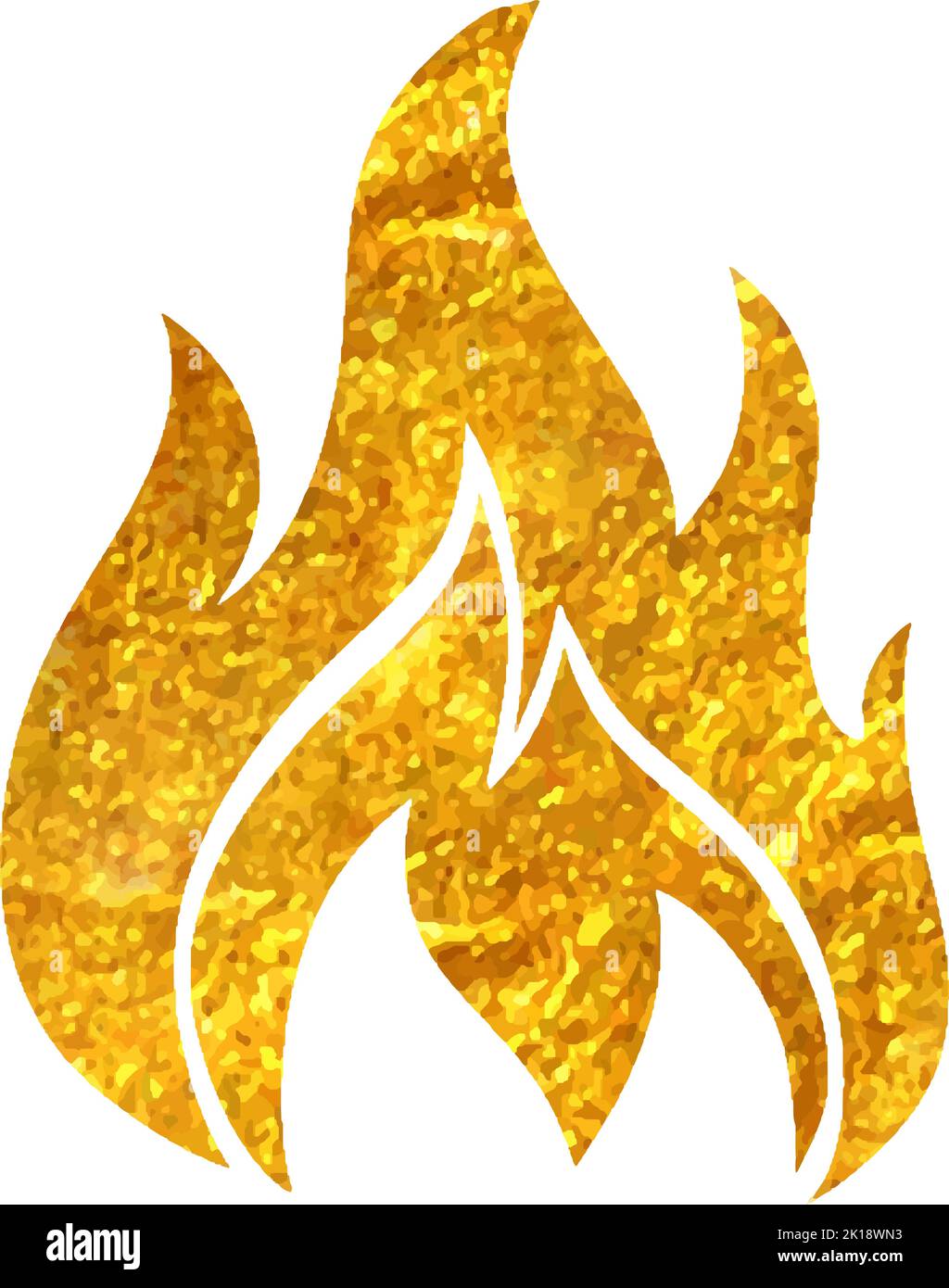 Hand drawn Fire icon in gold foil texture vector illustration Stock ...