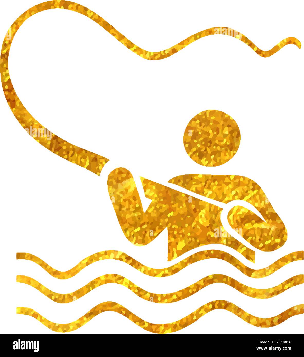 Hand drawn Fishing icon in gold foil texture vector illustration Stock ...