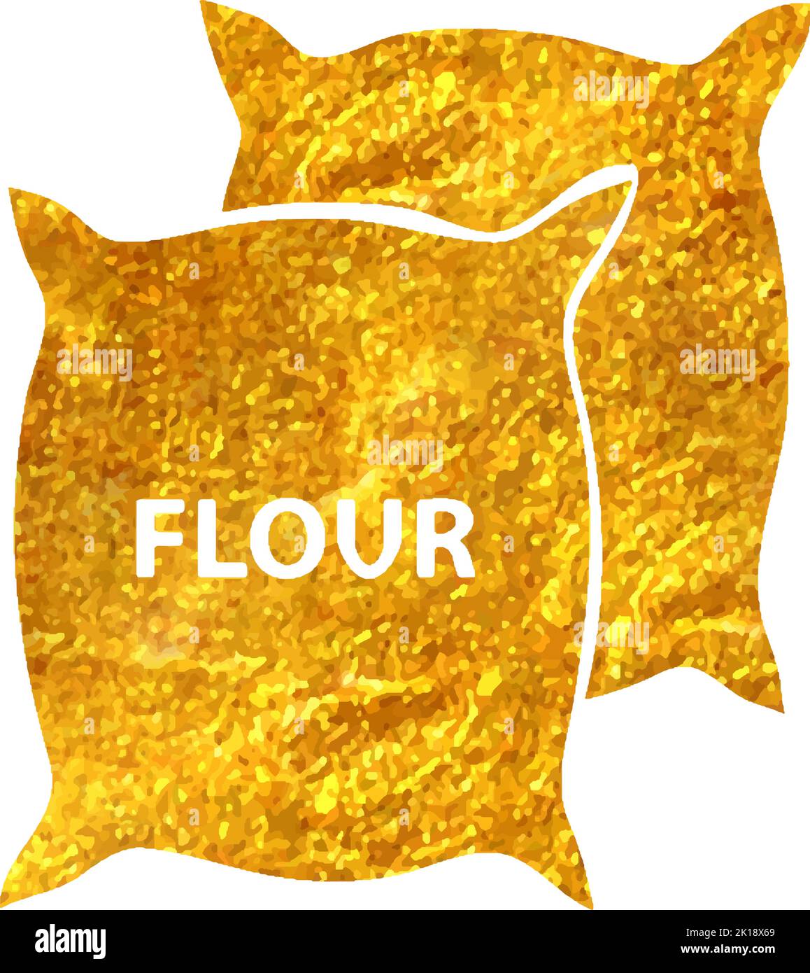Hand drawn Flour sack icon in gold foil texture vector illustration ...