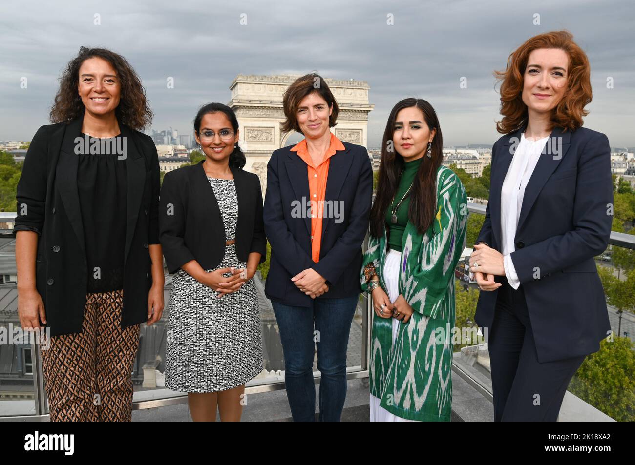 Souad Boutegrabet, CEO of Des Codeuses, Nupur Kohli, Dutch Founder and Director of NIIS Healthcare, Christel Heydemann, CEO of Orange, Nupur Kohli, Dutch Founder and Director of NIIS Healthcare and Anne-Laure de Chammard, CEO of Energy Solutions International, ENGIE, at the Women's Forum Rising Talents event in Paris, France on September 16, 2022. Photo by Laurent Zabulon/ABACAPRESS.COM Stock Photo