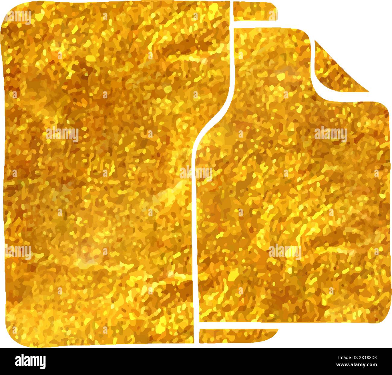 Hand drawn Office folder icon in gold foil texture vector illustration ...