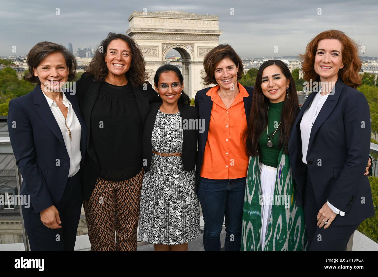 Anne-Gabrielle Heilbronner, General Secretary of Publicis Groupe, Souad Boutegrabet, CEO of Des Codeuses, Nupur Kohli, Dutch Founder and Director of NIIS Healthcare, Christel Heydemann, CEO of Orange, Nupur Kohli, Dutch Founder and Director of NIIS Healthcare and Anne-Laure de Chammard, CEO of Energy Solutions International, ENGIE, at the Women's Forum Rising Talents event in Paris, France on September 16, 2022. Photo by Laurent Zabulon/ABACAPRESS.COM Stock Photo