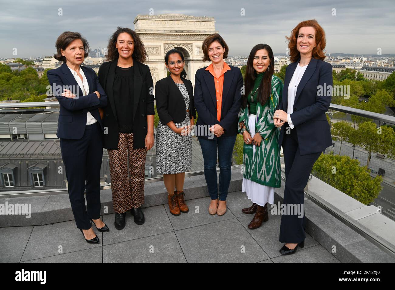 Anne-Gabrielle Heilbronner, General Secretary of Publicis Groupe, Souad Boutegrabet, CEO of Des Codeuses, Nupur Kohli, Dutch Founder and Director of NIIS Healthcare, Christel Heydemann, CEO of Orange, Nupur Kohli, Dutch Founder and Director of NIIS Healthcare and Anne-Laure de Chammard, CEO of Energy Solutions International, ENGIE, at the Women's Forum Rising Talents event in Paris, France on September 16, 2022. Photo by Laurent Zabulon/ABACAPRESS.COM Stock Photo