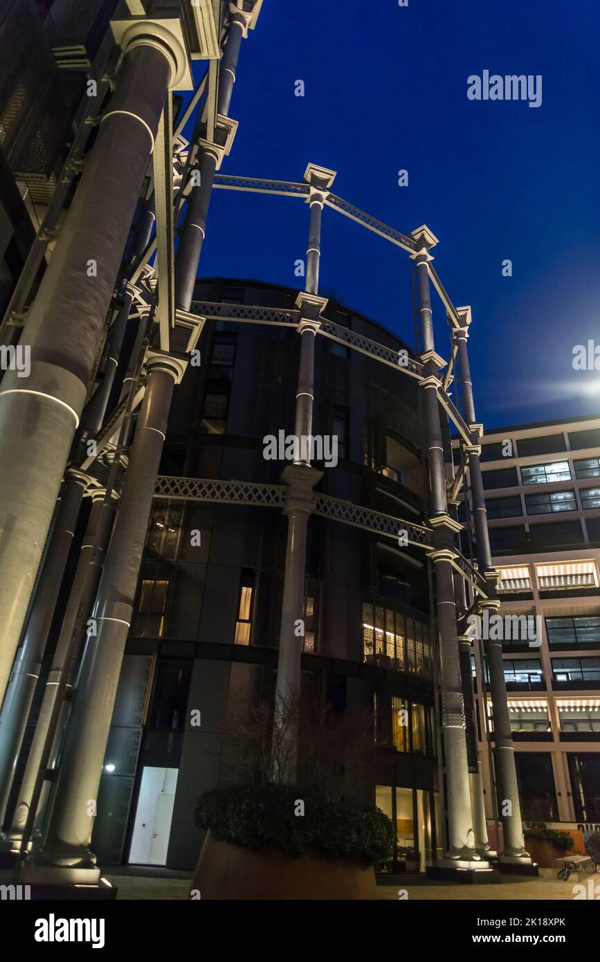 Gasholders converted into luxury flats, Handyside area, King's Cross