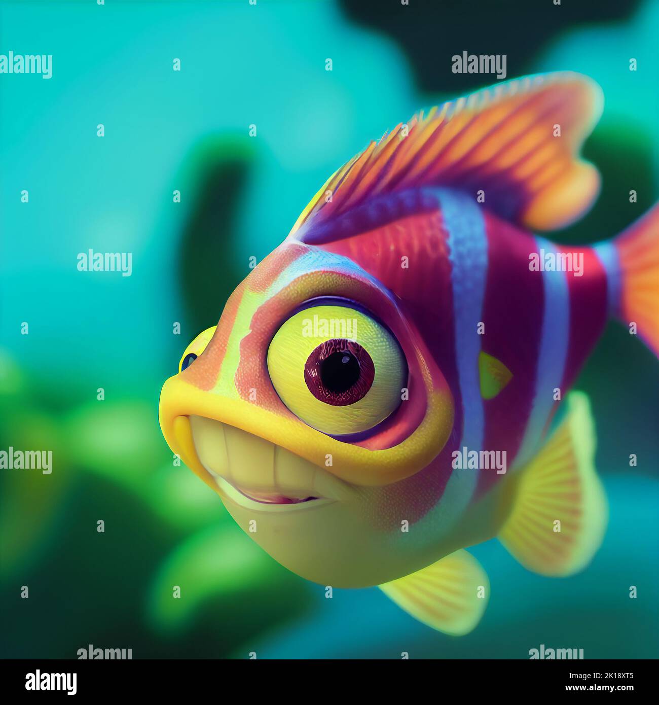 Illustration of a tropical fish. AI generated computer graphics. 3D rendering. Stock Photo