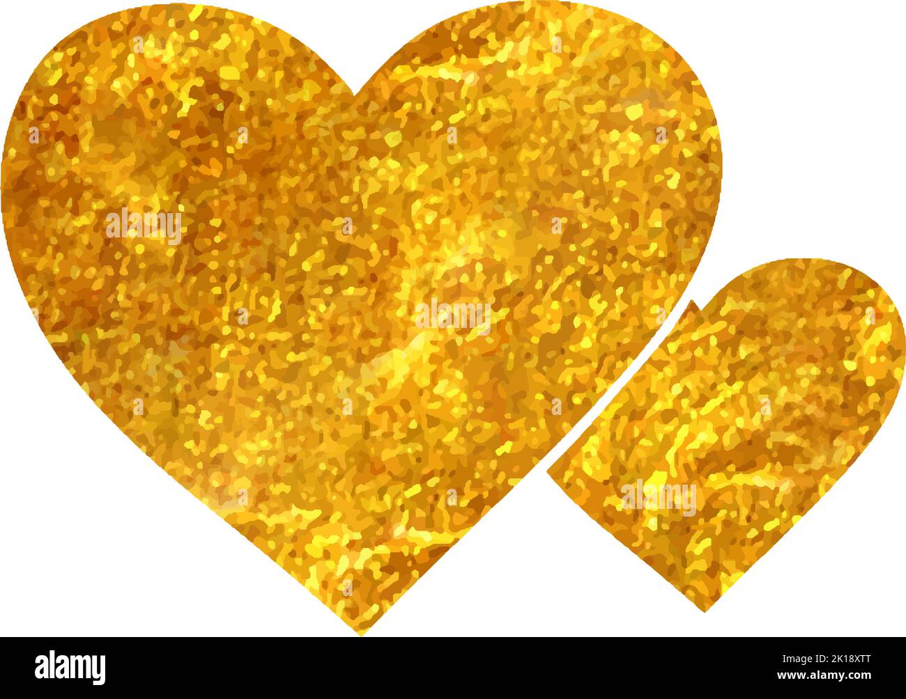 Hand drawn Heart shape icon in gold foil texture vector illustration ...