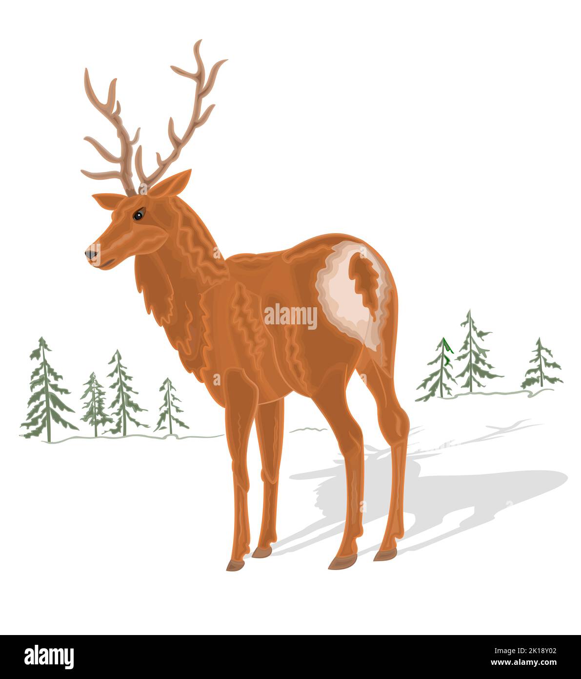 Young deer and trees in the background vector Stock Vector