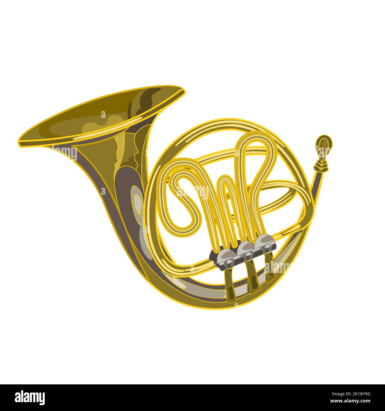 French horn vector woodwind musical instrument vector illustration