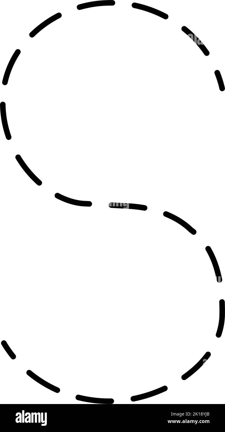 Tracing Alphabet letter S prewriting dotted line element for