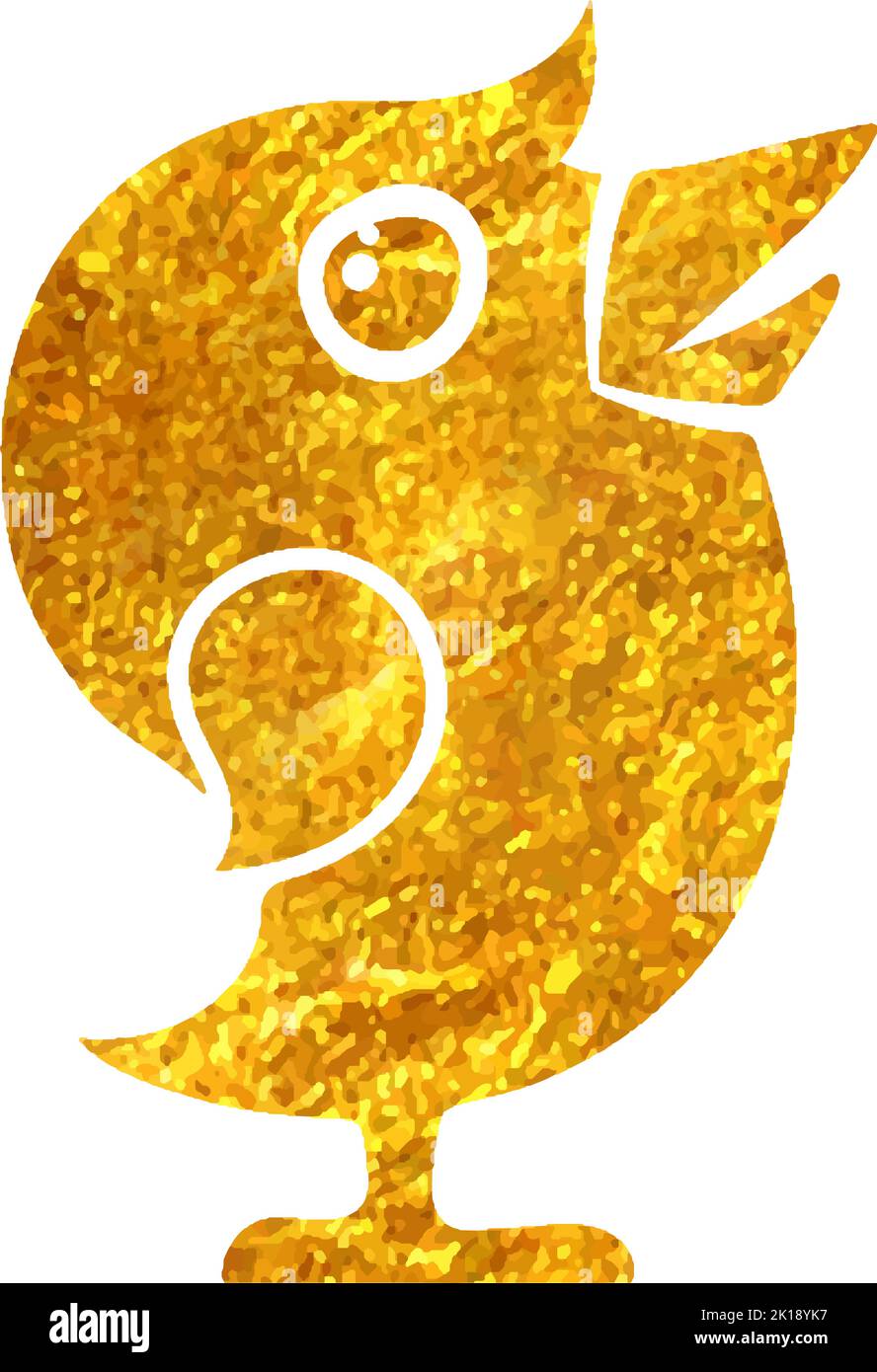 Hand drawn Bird icon in gold foil texture vector illustration Stock ...