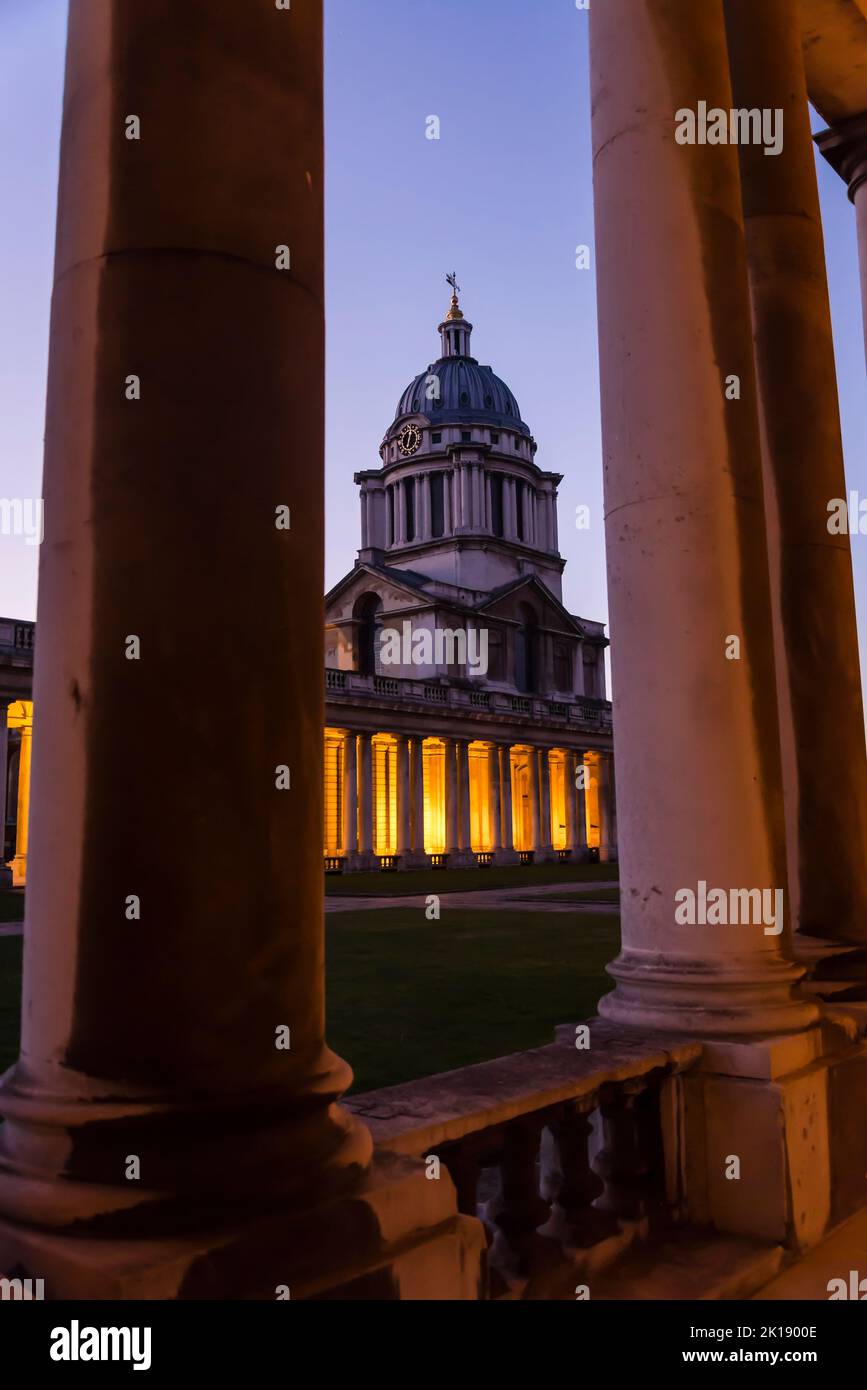 The Old Royal Naval College is the architectural centrepiece of Maritime Greenwich, a World Heritage Site in Greenwich, London, England, UK Stock Photo