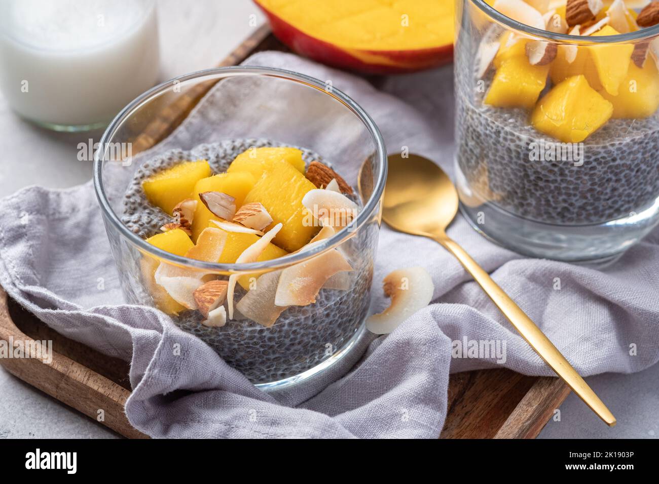 coconut mango Chia seed pudding Stock Photo Alamy