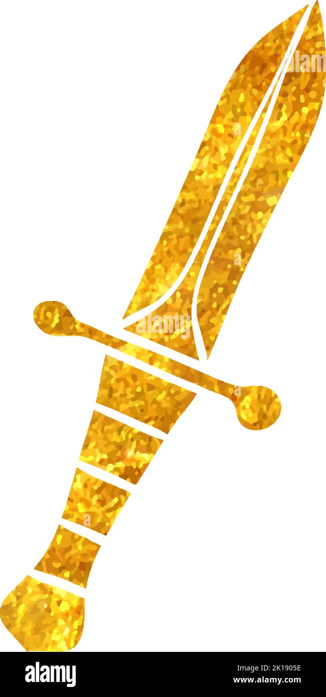 Hand drawn Knife icon in gold foil texture vector illustration Stock
