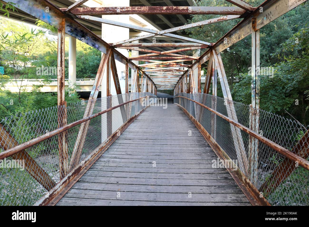 Iron pedestrian bridge located - Iron Pedestrian Bridge Located In Austin Texas Ann And Roy Butler Hike And Bike Trail 2K190AK 