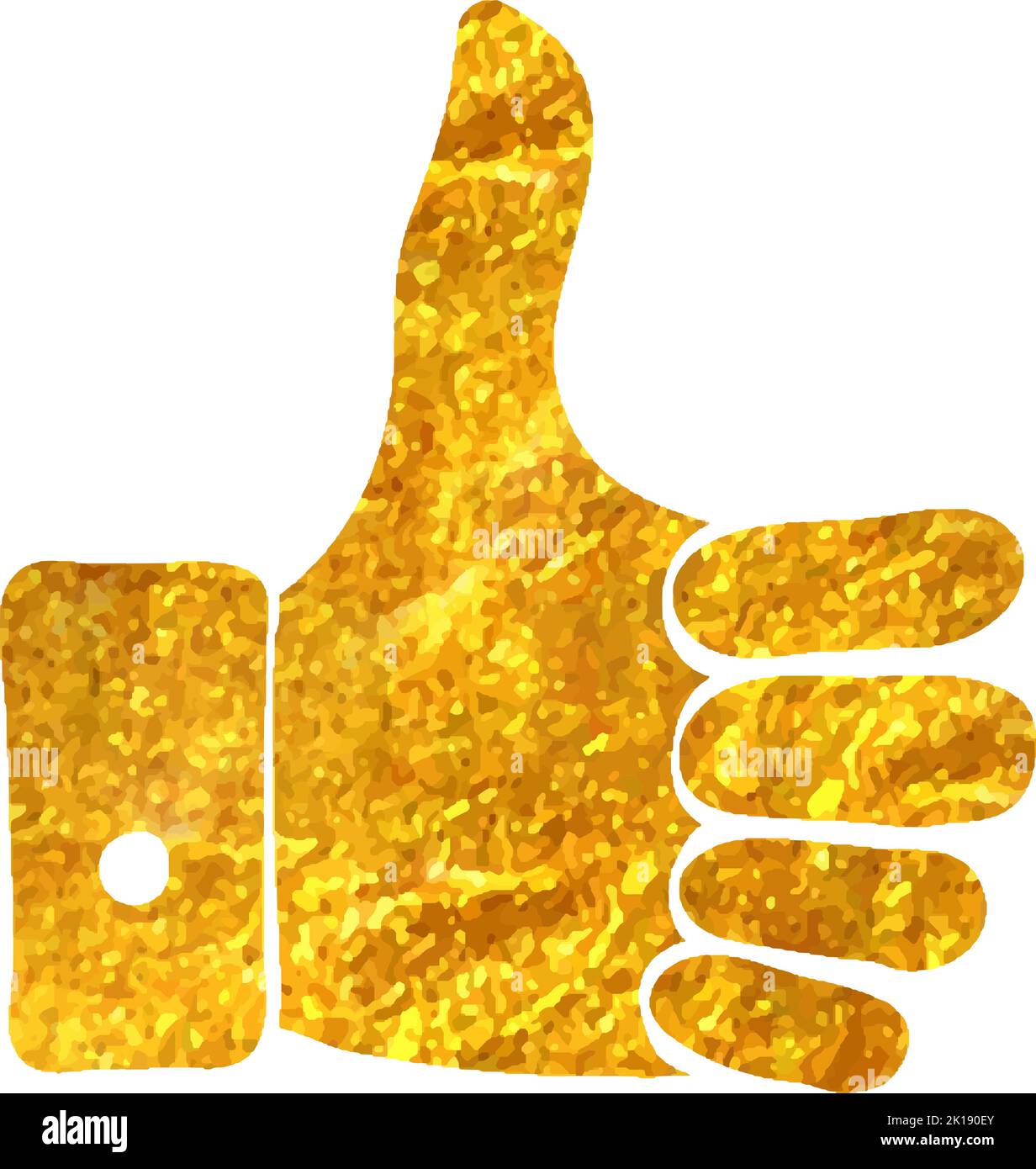 Hand drawn Thumb up hand icon in gold foil texture vector illustration ...