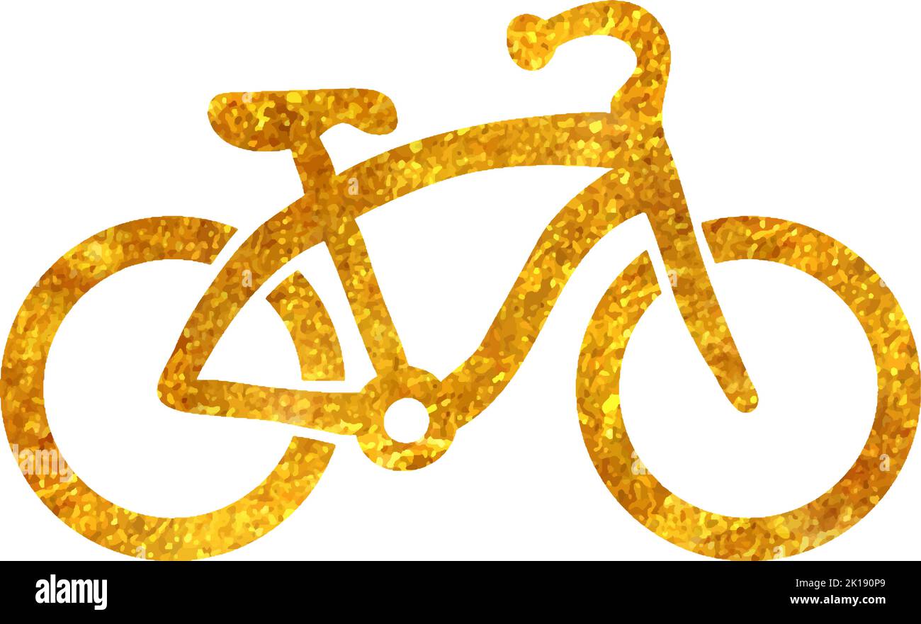 Hand drawn Low rider bicycle icon in gold foil texture vector ...