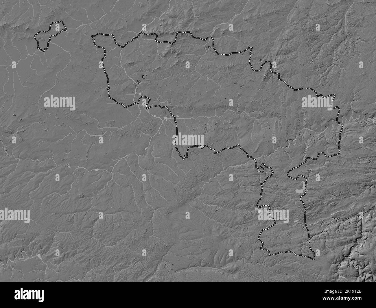 Hainaut, province of Belgium. Bilevel elevation map with lakes and