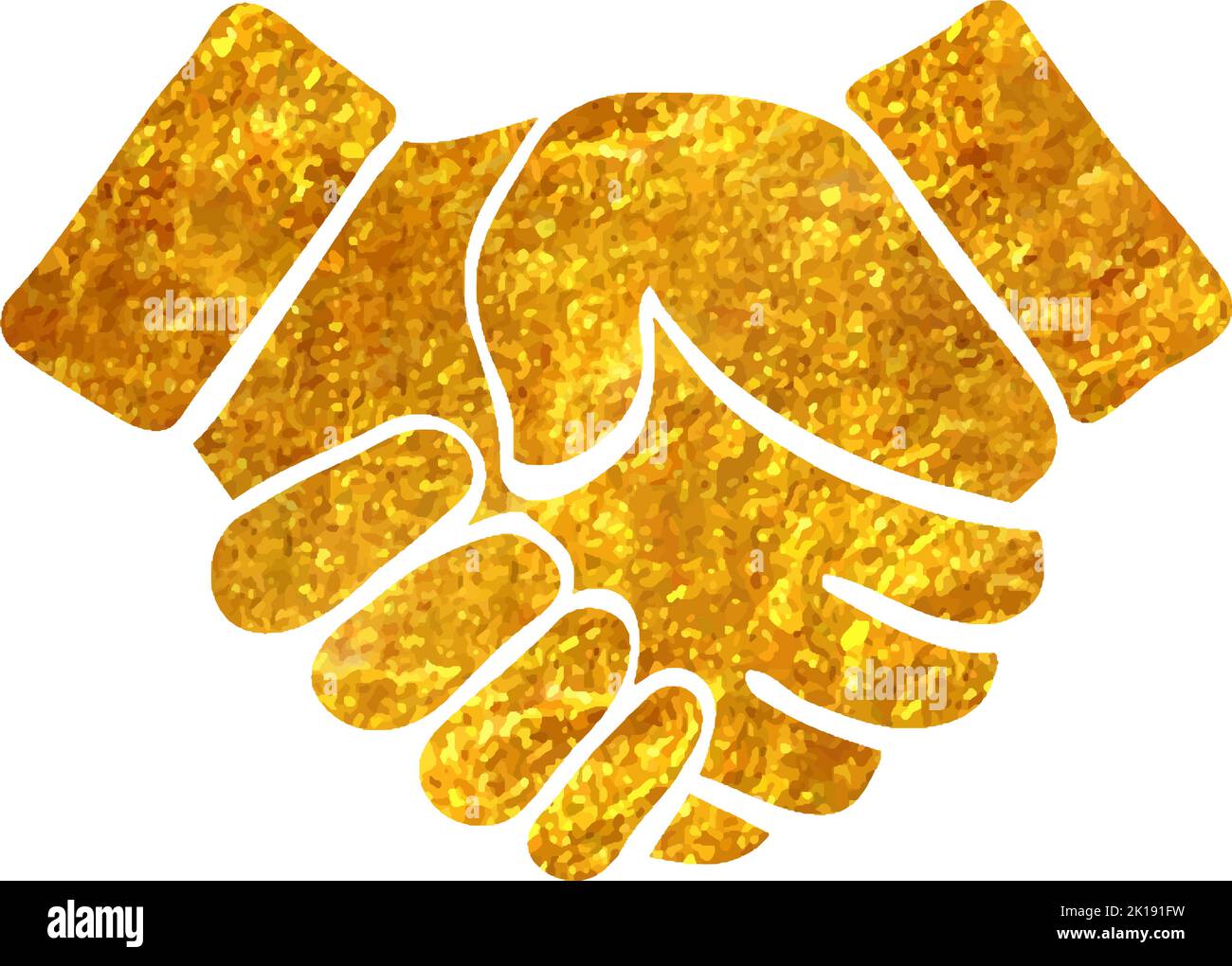 Hand drawn Handshake icon in gold foil texture vector illustration ...
