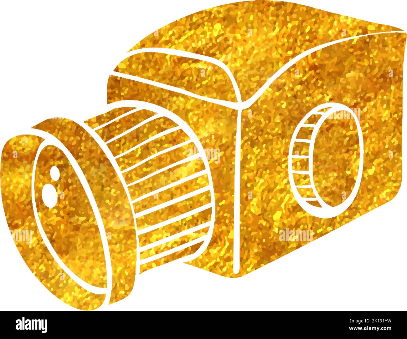 Hand drawn Camera icon in gold foil texture vector illustration Stock Vector