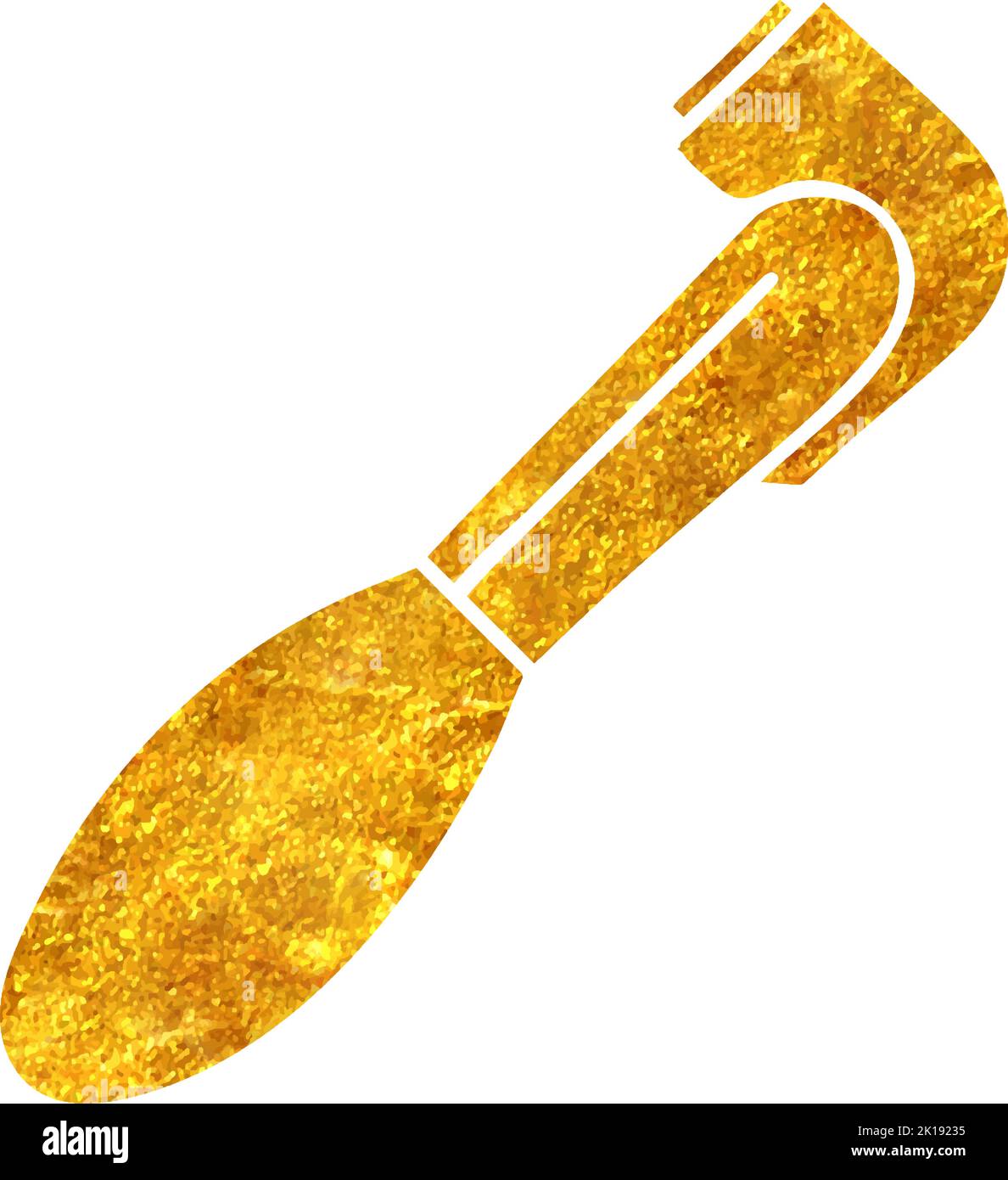 Hand drawn tire inflator icon in gold foil texture vector illustration ...