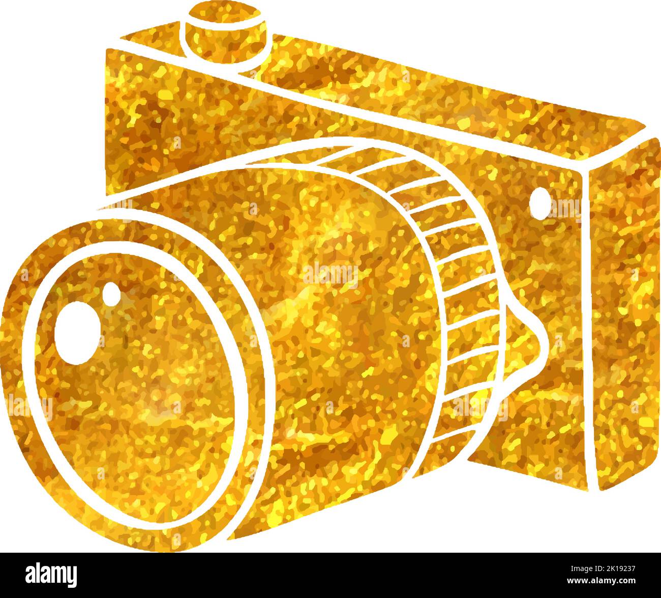 Hand drawn Camera icon in gold foil texture vector illustration Stock ...