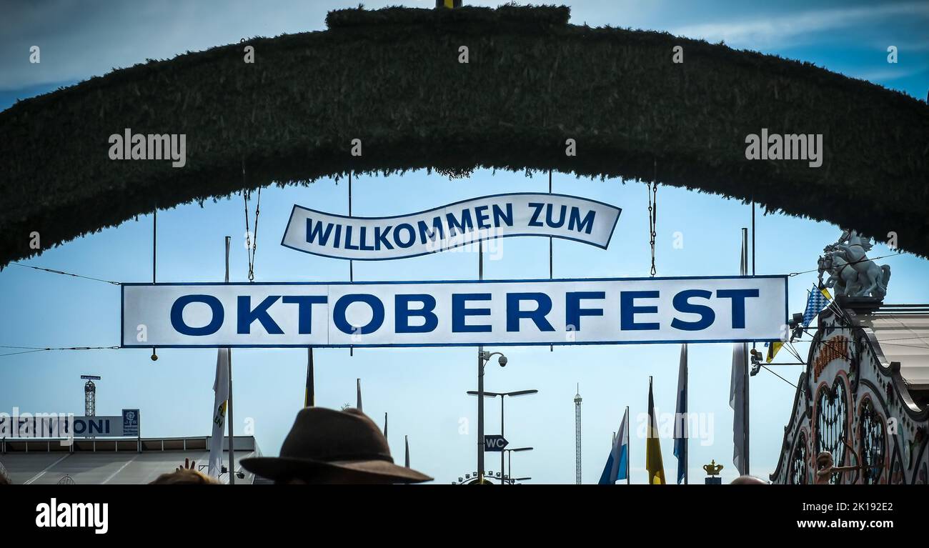 Welcome to Oktoberfest - Munich, Bavaria, Germany Stock Photo