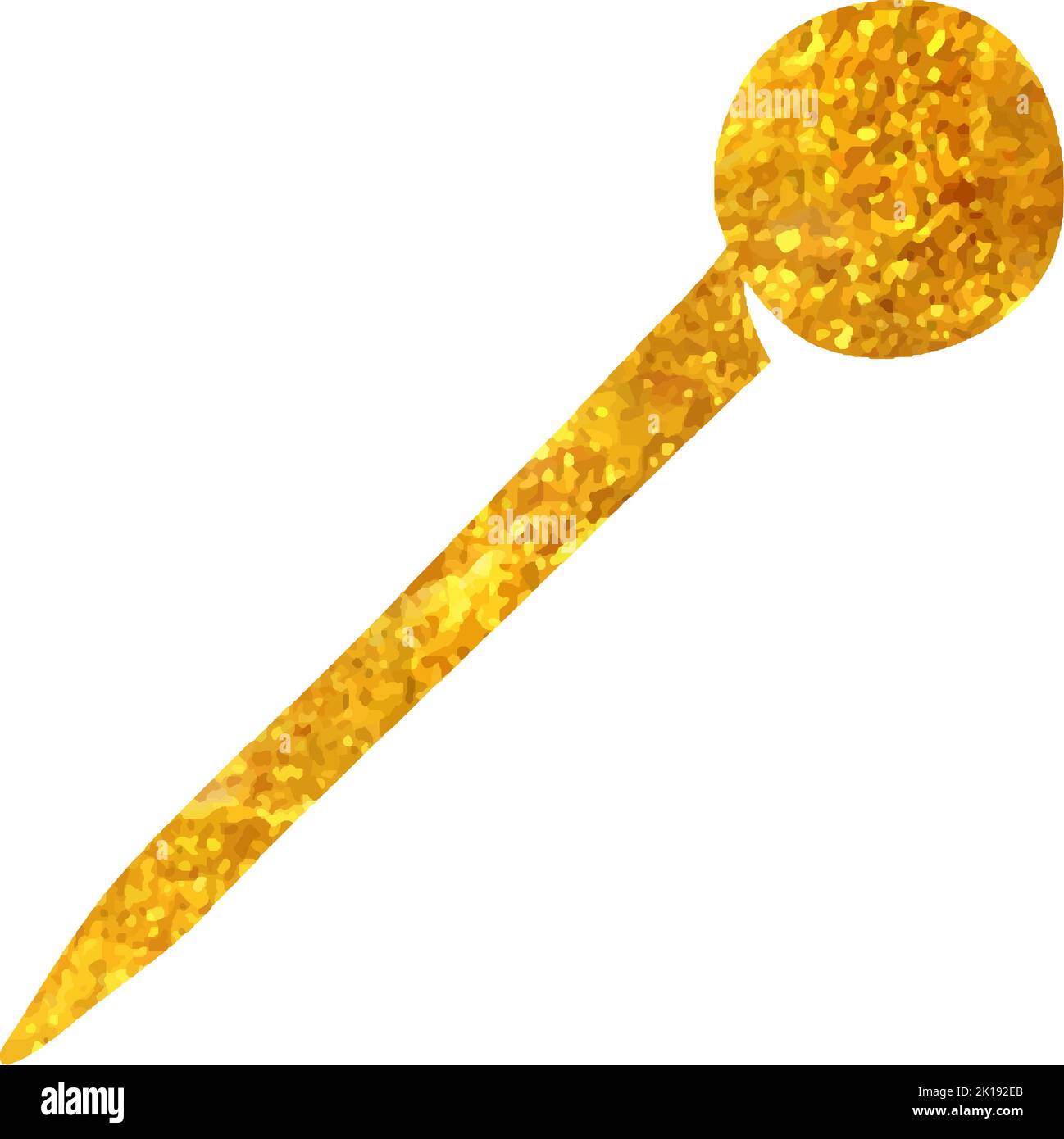 Hand drawn Needle icon in gold foil texture vector illustration Stock ...