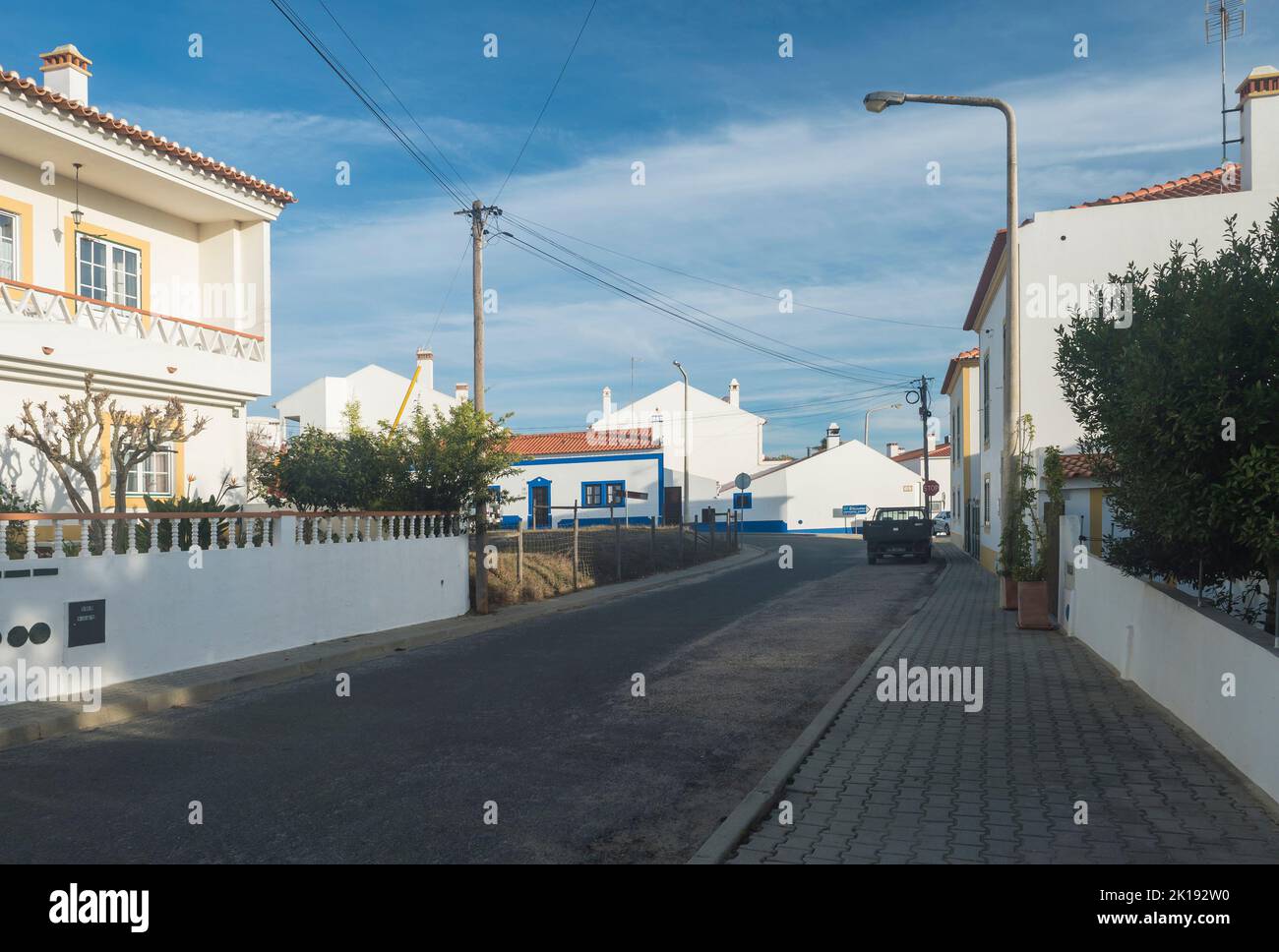 Vila Nova de Milfontes, Portugal, October 25, 2021 Street of Vila Nova