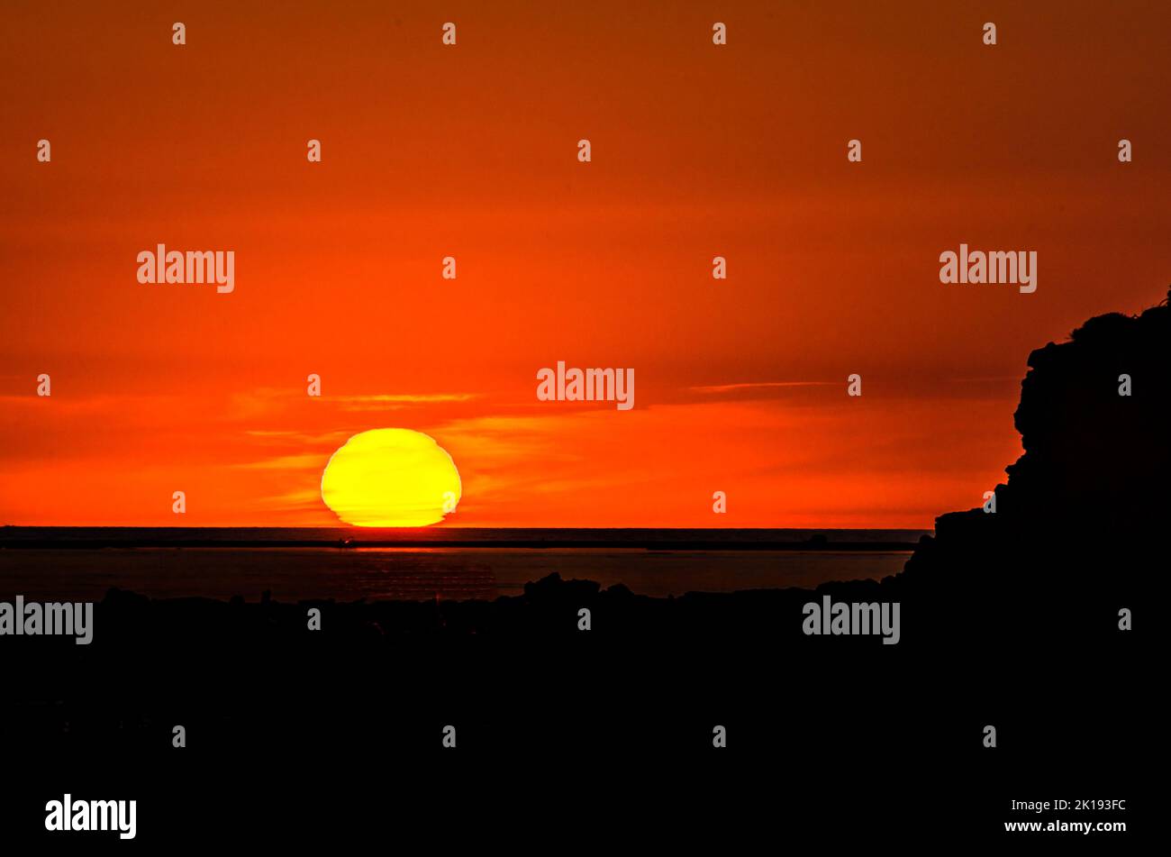 Beautiful sunset on the beach of La Barrosa, Chiclana de la Frontera