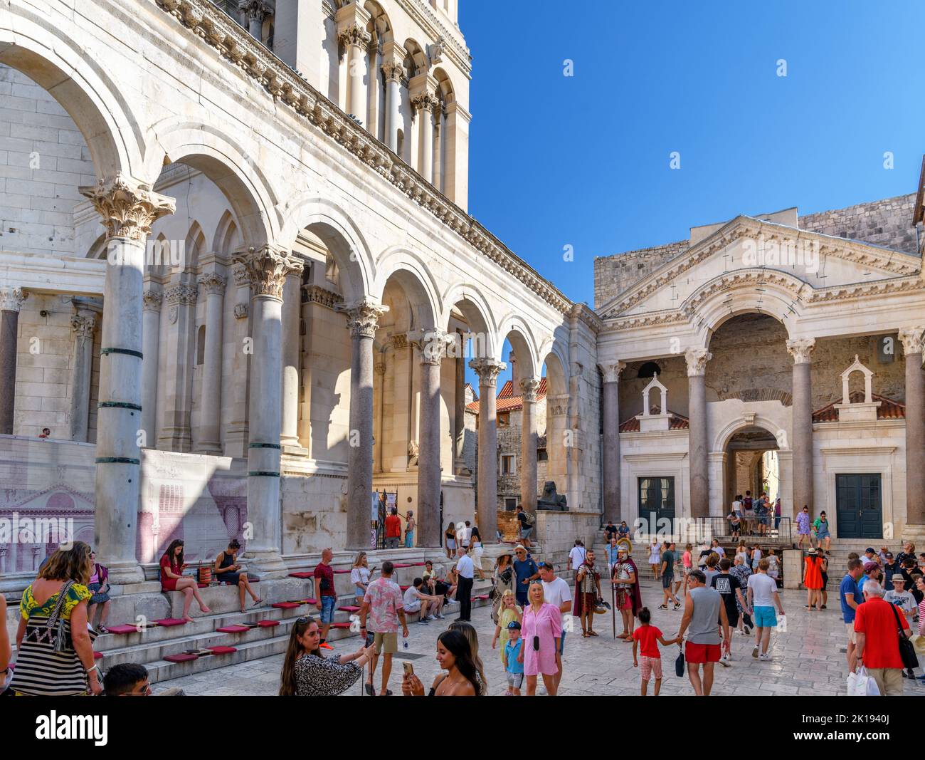 Peristil and Saint Domnius Bell Tower, Diocletian's Palace, Split, Croatia Stock Photo