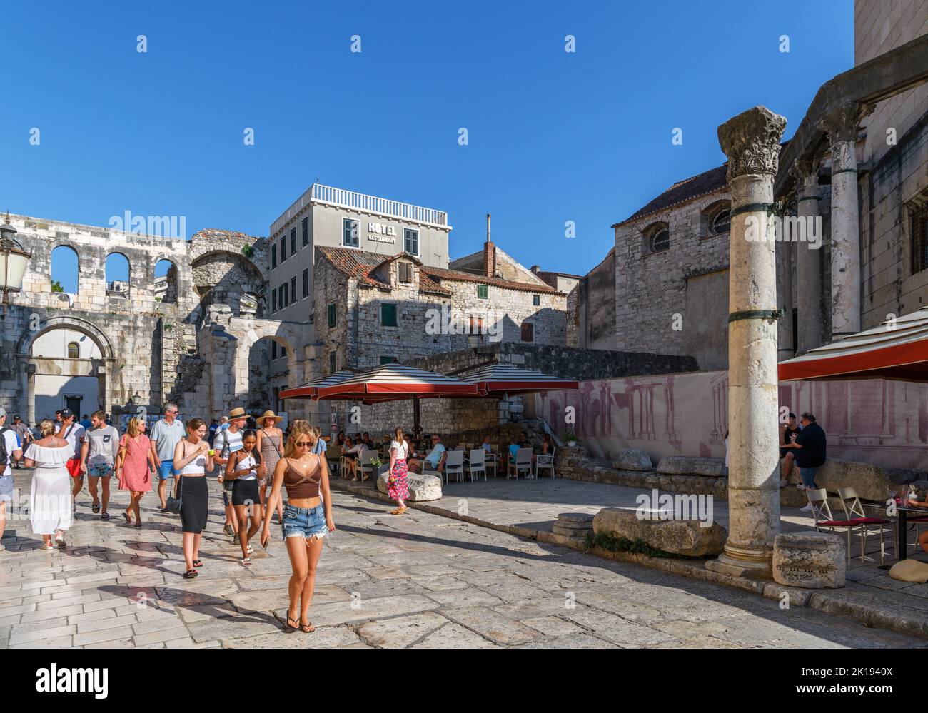 Poljana kraljice Jelene, an old street through Diocletian's Palace, Split, Croatia Stock Photo