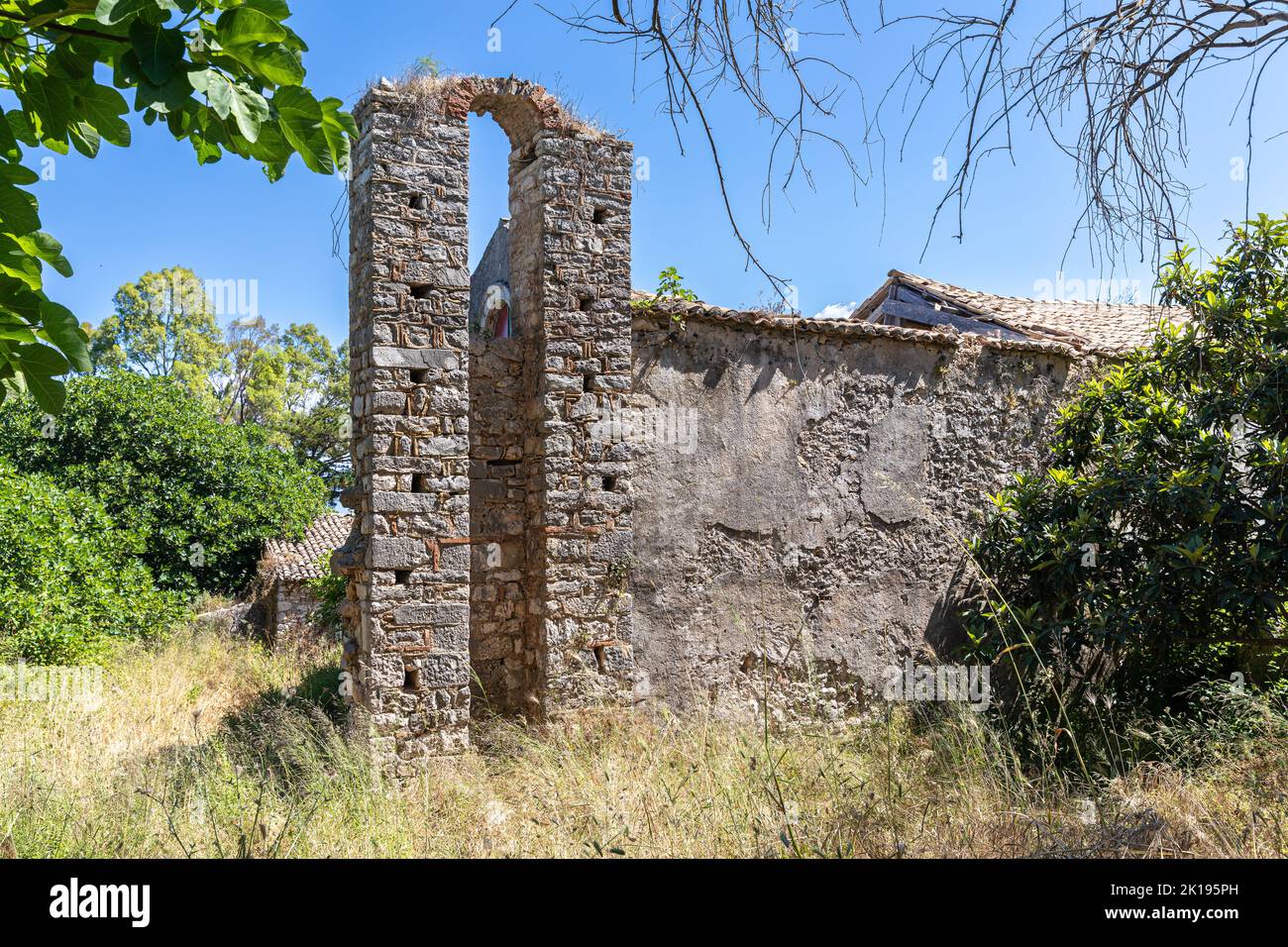 Ruins of the Monastery of Agia Ekaterini on the island of Corfu, Greece Stock Photo