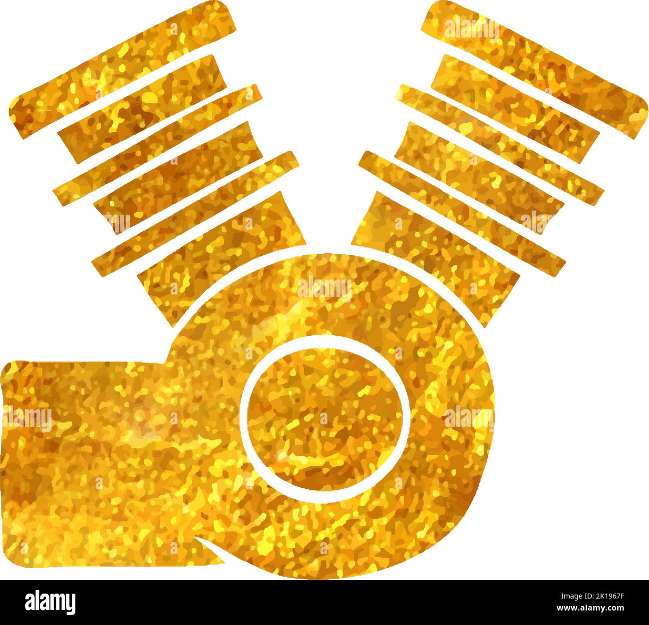 Hand drawn Motorcycle machine icon in gold foil texture vector ...