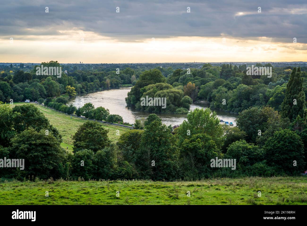 Idyllic view of the Thames river from  Richmond Hill, Richmond-upon-Thames, London, England, UK Stock Photo