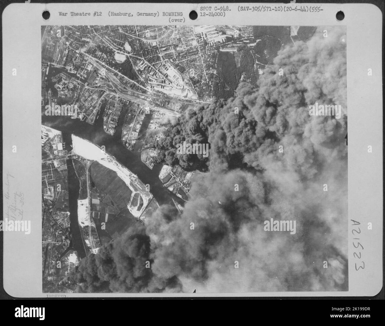 Huge Columns Of Black Smoke Rise From An Oil Refinery At Hamburg