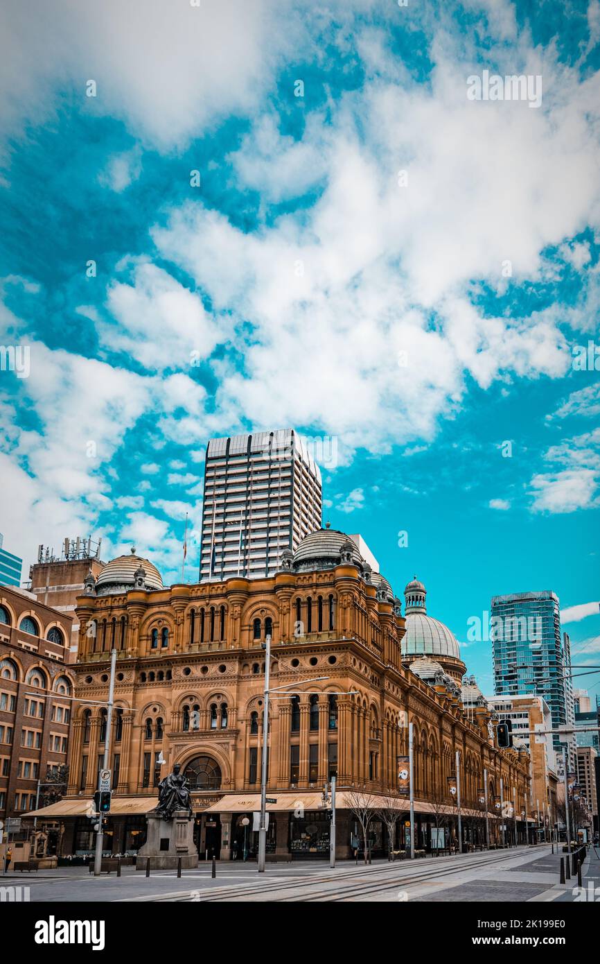 A vertical view of a historical building in the city of Sydney, Australia Stock Photo