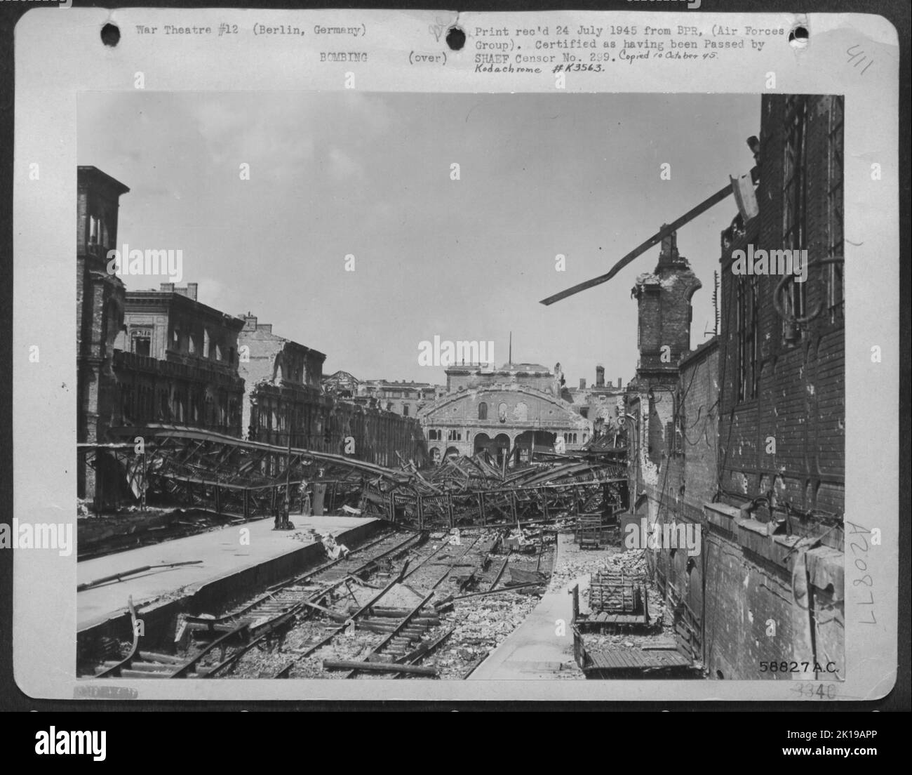 The Postdamer Station Portrays The Ruination Of Berlin Transport By Allied Air Power. This General View Shows The Roof Caved In Onto The Tracks And The Overall Devastation. Stock Photo