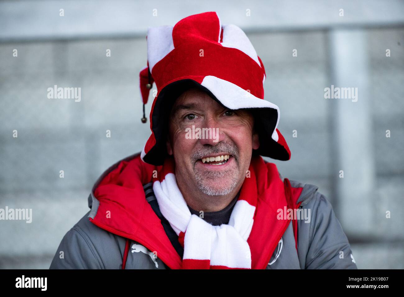 London, UK. 16th Sep, 2022. An Arsenal fan prior to the Barclays FA Womens Super League game between Arsenal and Brighton at Meadow Park in London, England. (Liam Asman/SPP) Credit: SPP Sport Press Photo. /Alamy Live News Stock Photo