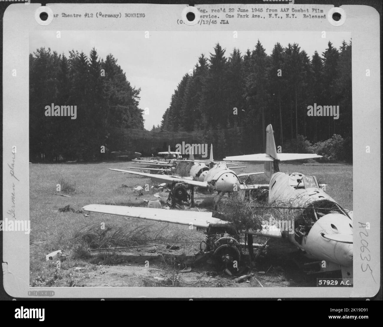 Damaged By 15Th Af Bombers To Me 262'S At Jet Assembly Plant 2 1/2 Miles East Of Obertraubling Airdrome, In Germany. Stock Photo
