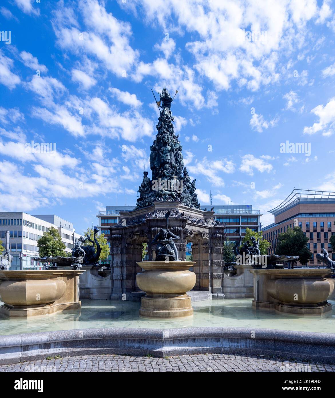 sci-called 'Pyramid' fountain of Gabriel Grupello, Paradeplatz, Mannheim, Germany Stock Photo