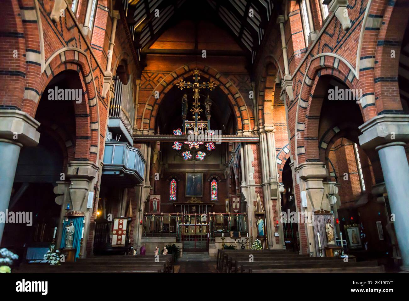St Peter's, London Docks, a Grade I listed Anglican church in Wapping, built in mid 19th century in Neo-Gothic style, Tower Hamlets, London, UK Stock Photo
