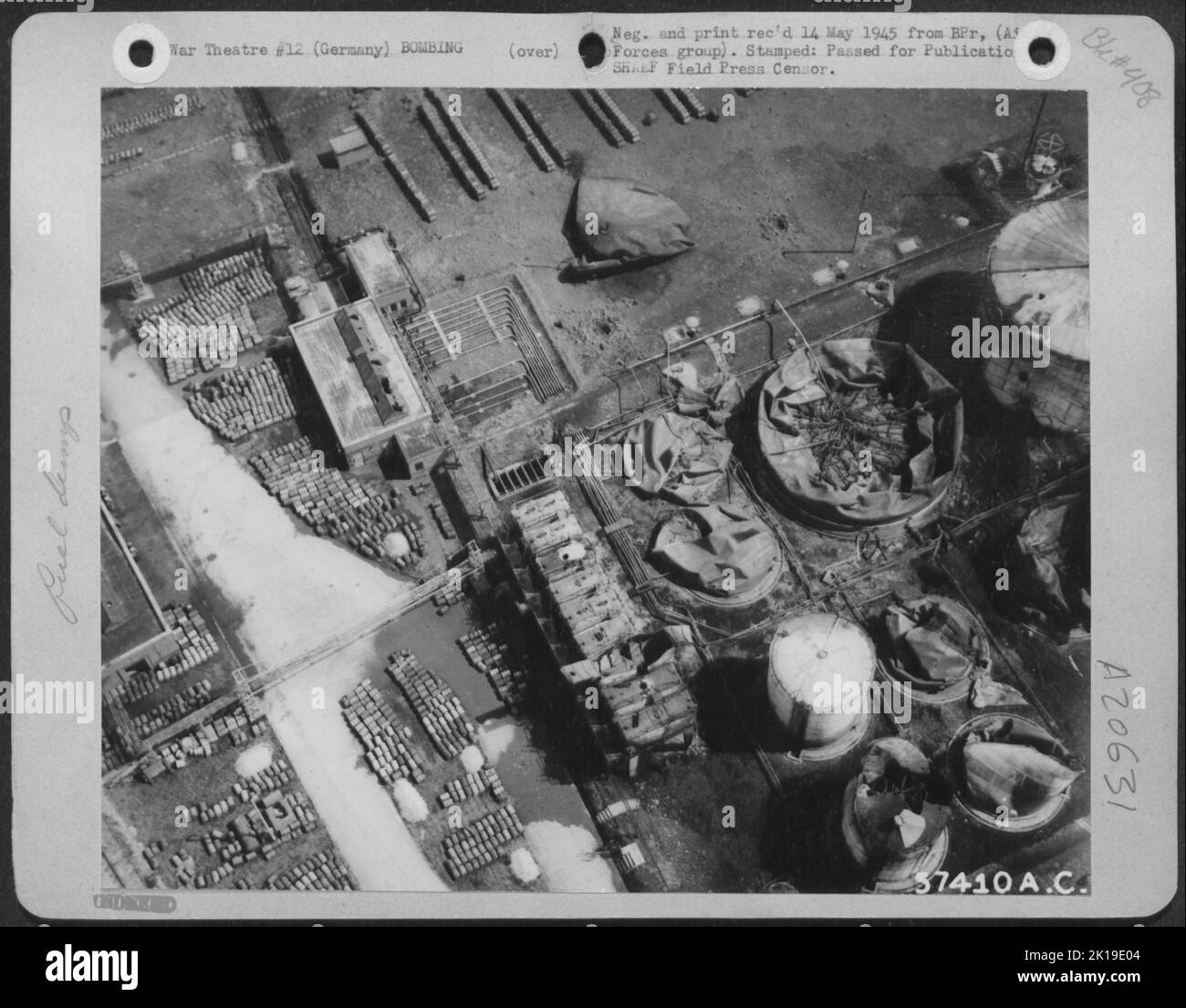 May 1945This is the wreckage of German fuel depot near Germany